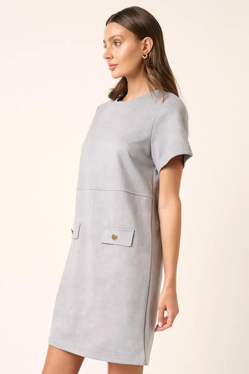 Mittoshop Suede Short Sleeve Mini Dress for Stylish Women - Love Salve
